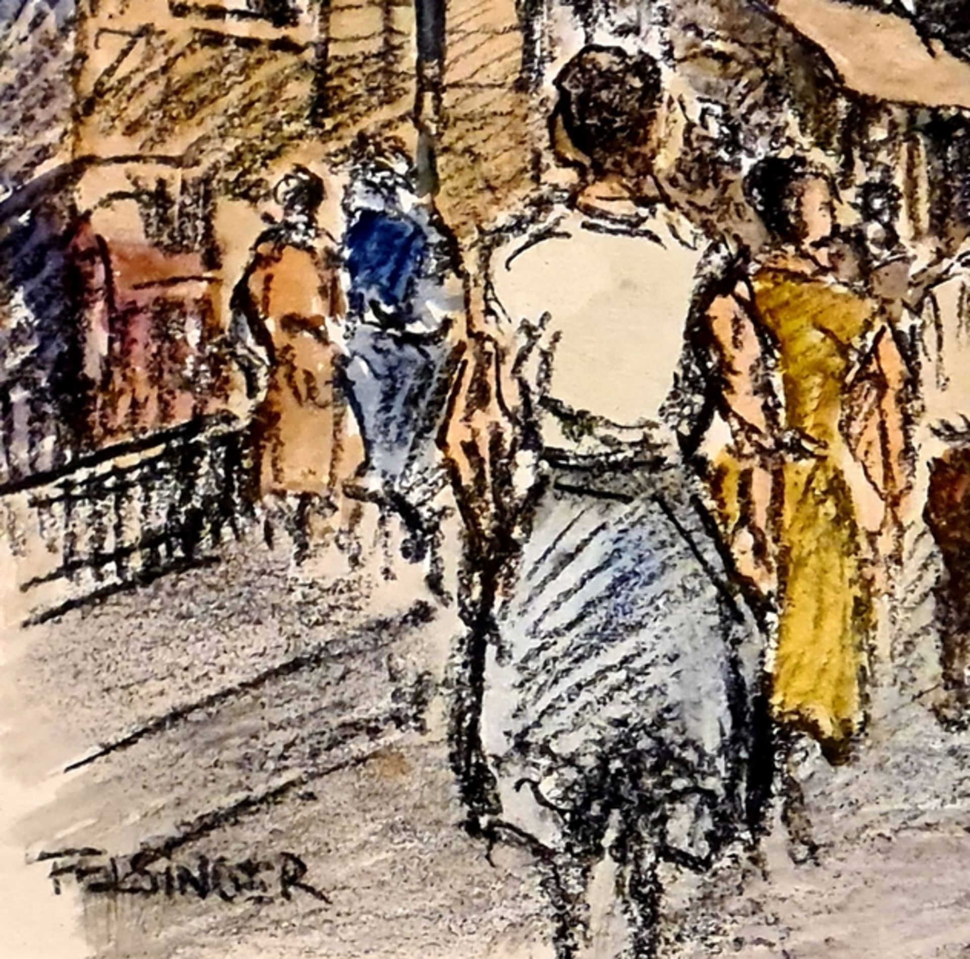 Josef Felsinger ,(Wien 1908-1972 Salzburg, Aquarell,signiert Felsinger, Passepartoutausschnitt: 29, - Image 2 of 2