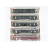 A group of HO Gauge Swiss Outline passenger coaches by FLEISCHMANN - one in incorrect box - G in G