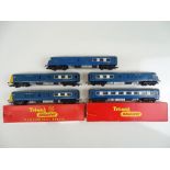 A group of TRI-ANG OO Gauge blue Pullman power cars and coach - 2 items boxed - F/G in F/G boxes (