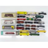 A quantity of N Gauge American Outline freight cars - mostly unboxed - by various manufacturers -