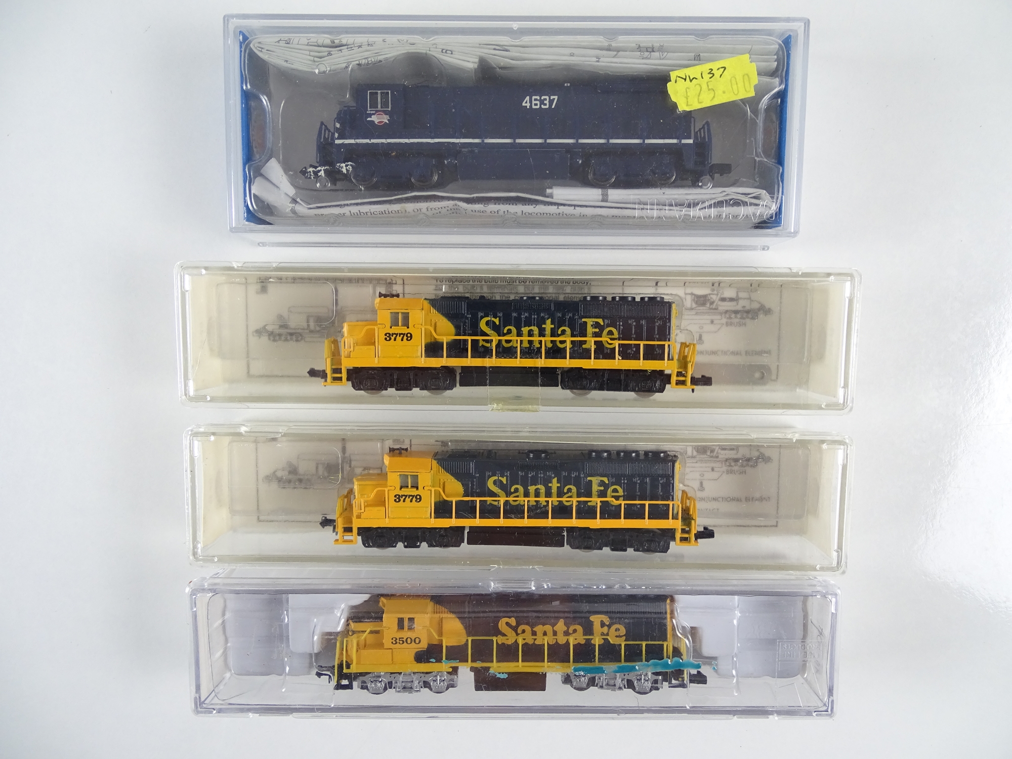 A group of American Outline N Gauge diesel locomotives by BACHMANN, MODEL POWER and LIFE-LIKE - G/VG