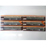 A group of HO Gauge German Outline passenger coaches by ADE in DB blue/cream livery - G/VG in G