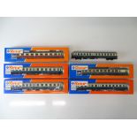 A group of German Outline HO Gauge passenger coaches by ROCO in various DB liveries - G/VG in G