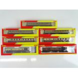 A mixed group of HORNBY coaches to include 2 x Royal Mail TPOs - VG in F/VG boxes (7)
