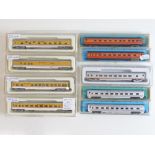 A quantity of American Outline N Gauge passenger coaches by CON-COR and ATLAS - G in G boxes (9)