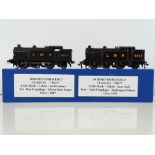 A pair of HORNBY DUBLO EDL7 3-rail Class N2 steam locomotives both in LMS black - one with serif