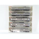 A group of HO Gauge German Outline Silberlinge push-pull passenger coaches by FLEISCHMANN - G in G