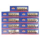 A group of BACHMANN ex-LMS Porthole coaches all in BR crimson/cream livery - VG/E in VG boxes (9)
