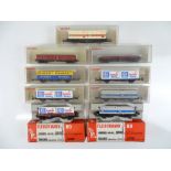 A selection of HO Gauge German Outline container and flat wagons by FLEISCHMANN - G in G boxes (9)