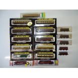 A mixed group of British Outline N Gauge coaches and luggage vans by GRAHAM FARISH and others to