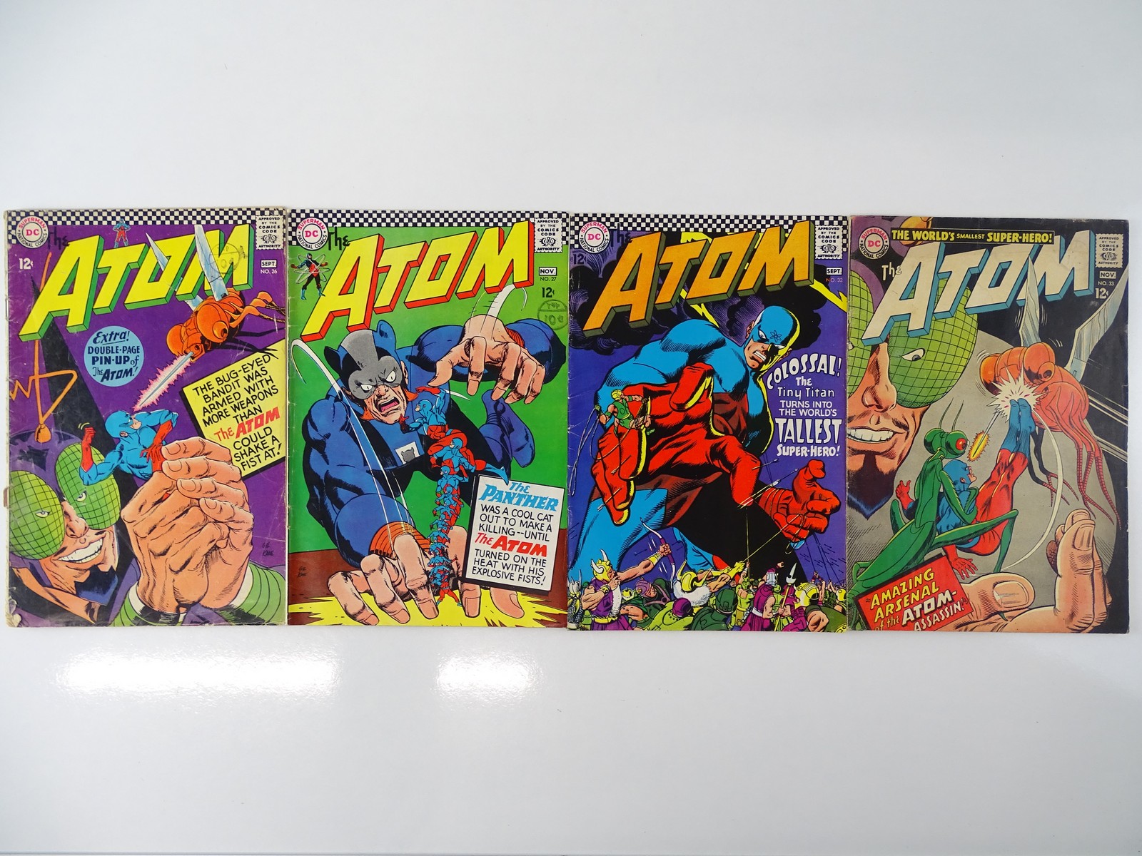 ATOM #26, 27, 32, 33 - (4 in Lot) - (1966/67- DC - US Price & UK Cover Price) - Flat/Unfolded