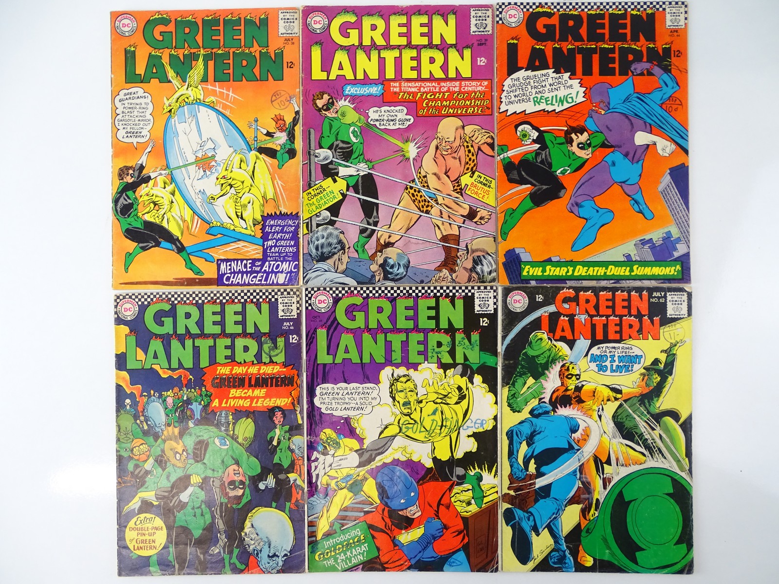 GREEN LANTERN #38, 39, 44, 46, 48, 62 - (6 in Lot) - (1965/68 - DC - UK Cover Price & US Price) -