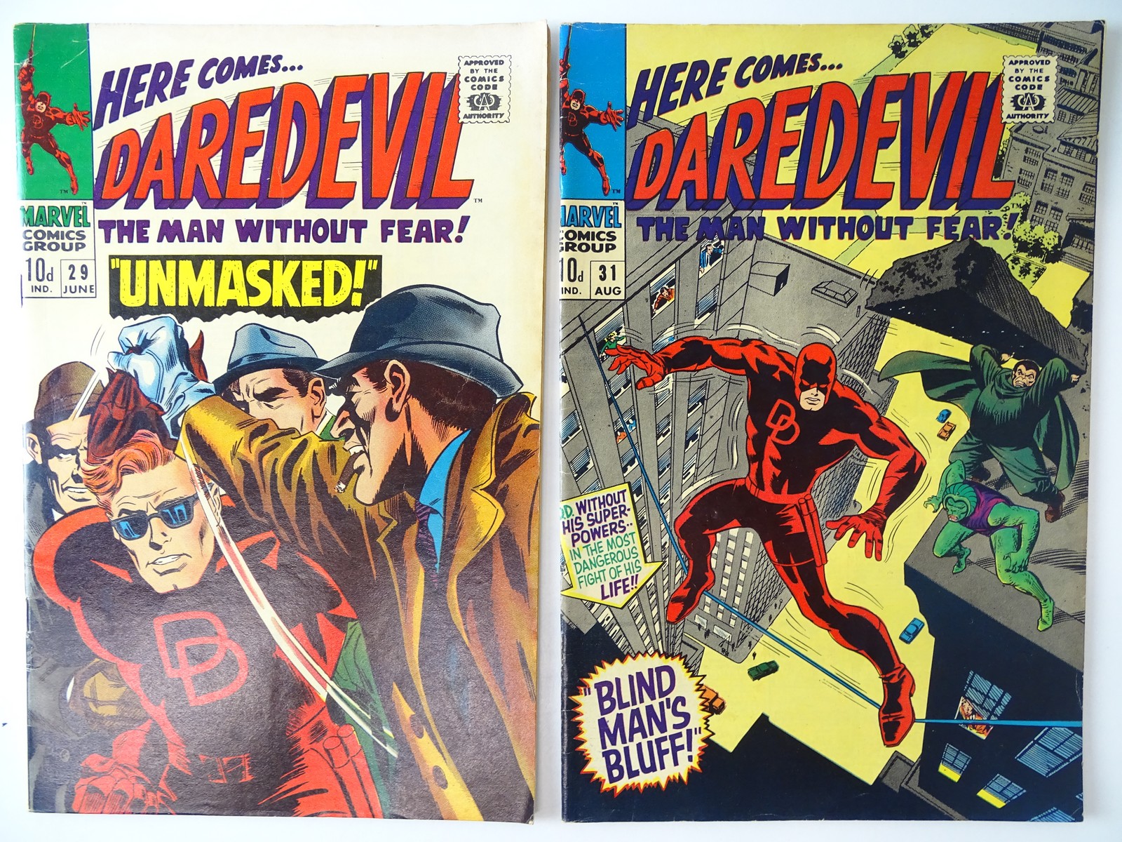 DAREDEVIL #29 & 31 - (2 in Lot) - (1967 - MARVEL - UK Price Variant) - Flat/Unfolded - a