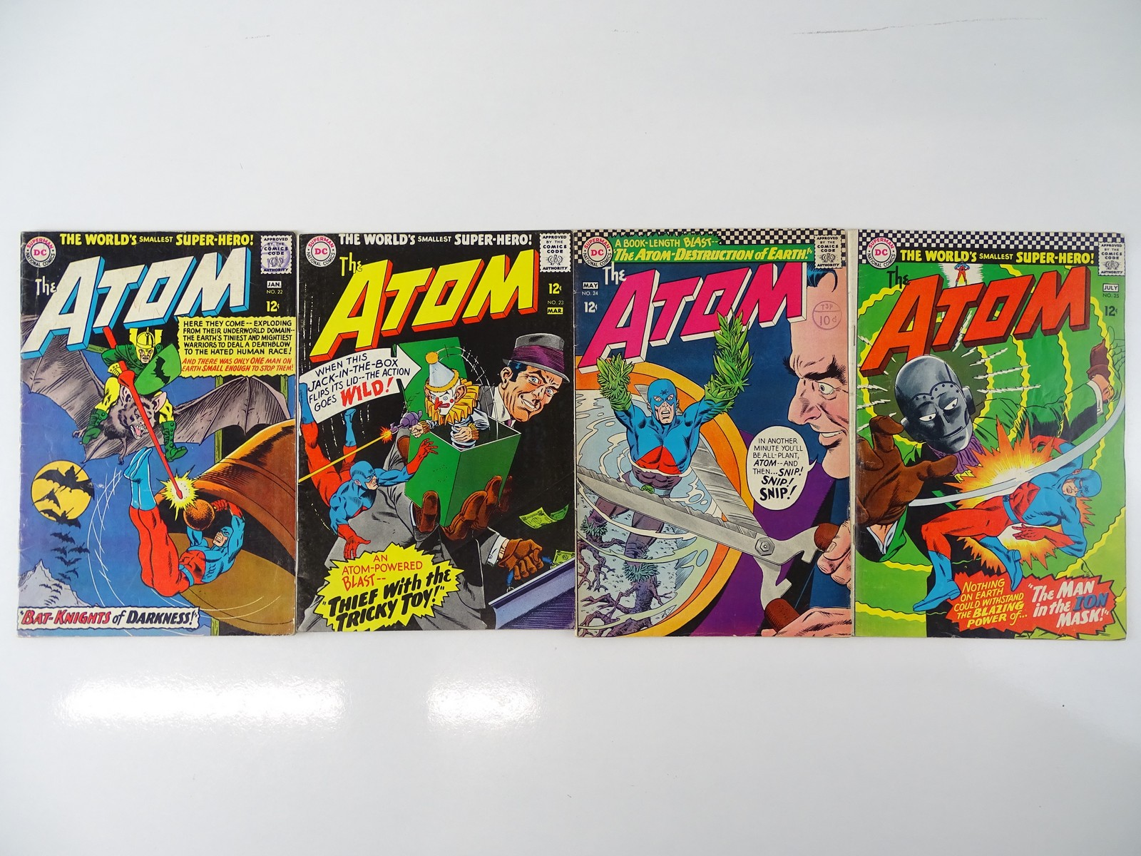 ATOM #22, 23, 24, 25 - (4 in Lot) - (1966 - DC - US Price & UK Cover Price) - Flat/Unfolded