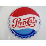 PEPSI-COLA - A round, metal Pepsi advertising sign (diam. 8")