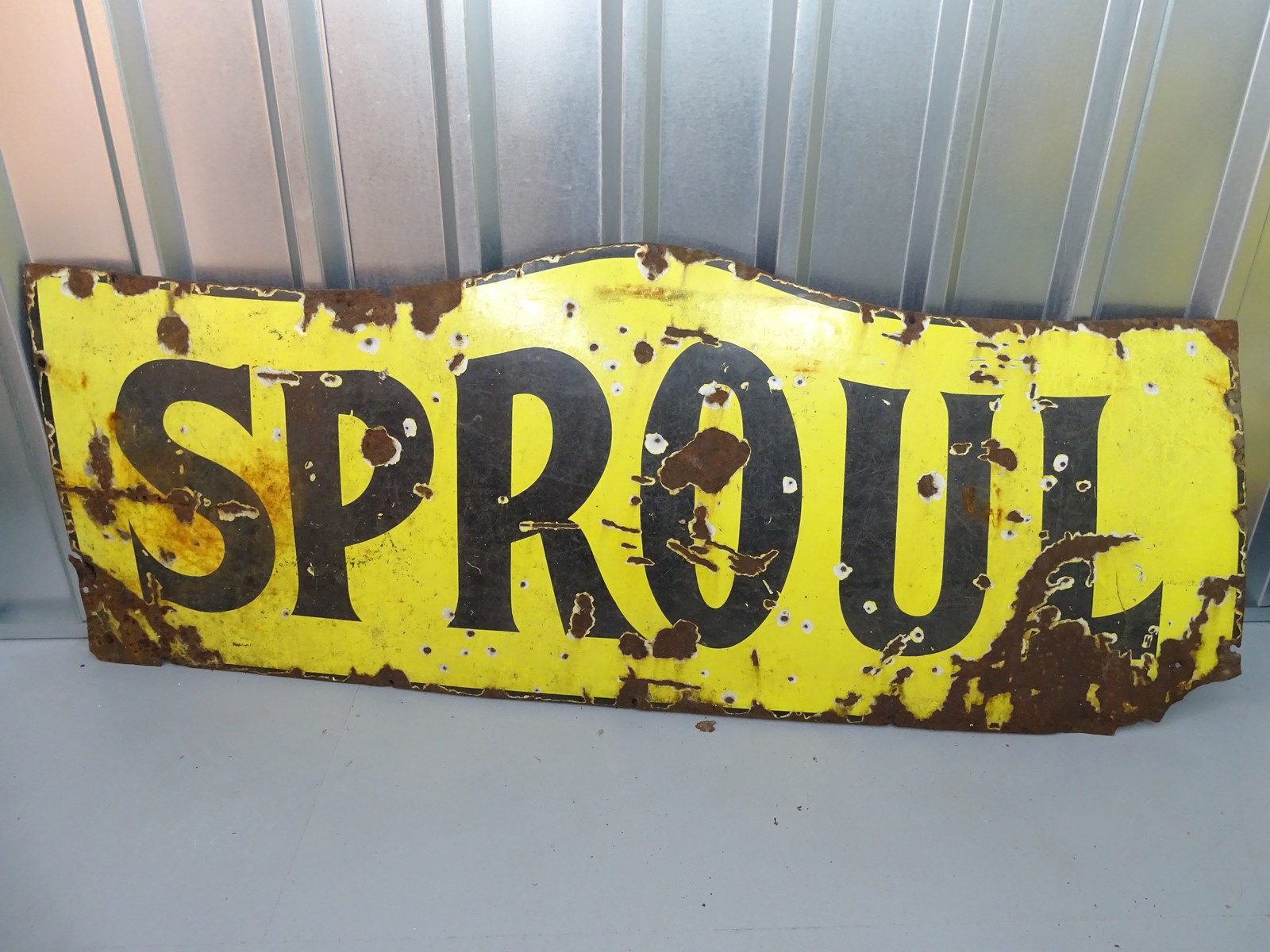 SPROUL (62" x 24" at widest point) - enamel single sided advertising sign