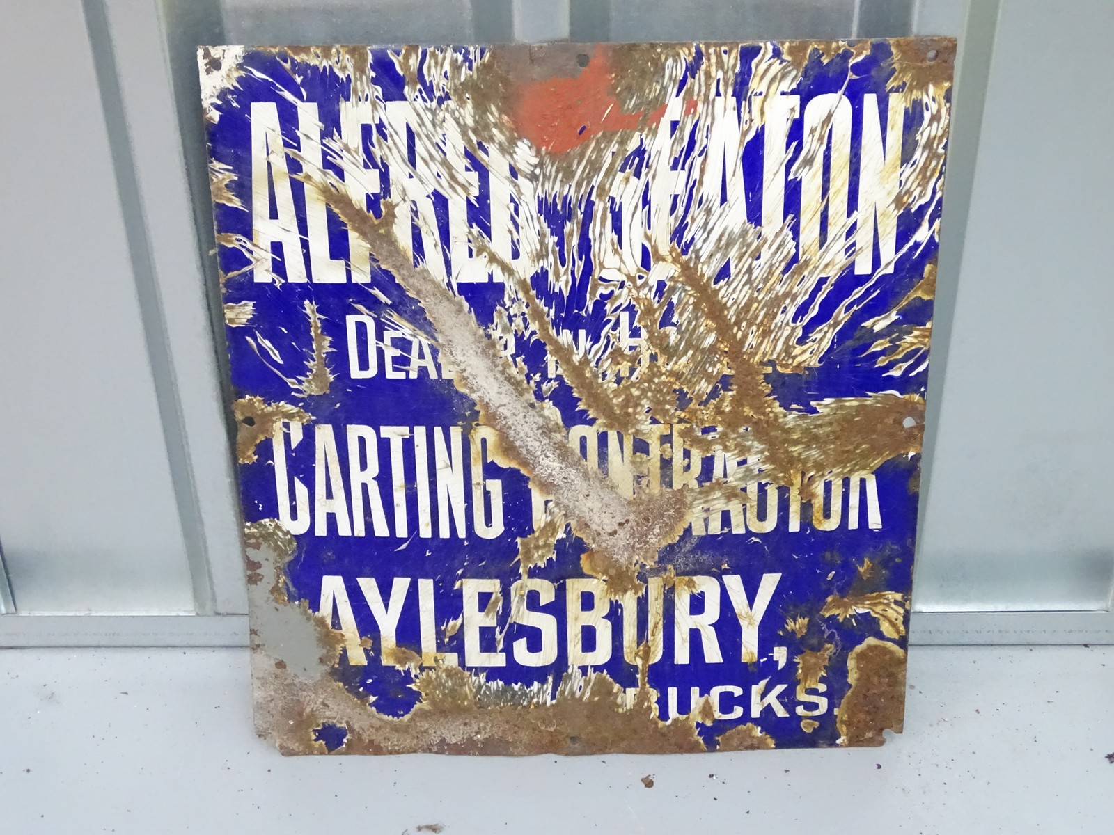 ALFRED SEATON (15" x 16") Carting Contractor Aylesbury - enamel single sided advertising sign