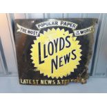 LLOYD'S NEWS (36" x 30") - enamel single sided advertising sign