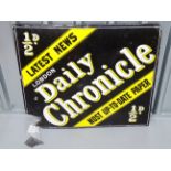 DAILY CHRONICLE (36" x 30")- enamel advertising sign - broken corner, detached but present