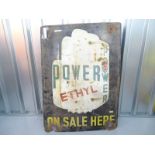 POWER ETHYL (30" x 42") - enamel single sided advertising sign