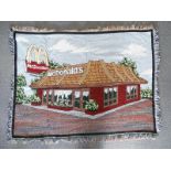 MCDONALDS: A woven throw / blanket with image of McDonald's restaurant - 54" x 39" - made in USA