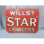 WILLS'S CIGARETTES (24" x 18") - double sided enamel advertising sign - 'Star' on one side 'Gold
