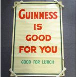 GUINNESS: 'GUINNESS IS GOOD FOR YOU - GOOD FOR LUNCH' (101cm x 152cm) advertising poster - rolled