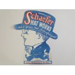 SCHAEFER HAT WORKS (46cm x 56.5cm at widest point) - 'Have your hat 'Schaeferized' USA 1920s