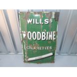 WILLS'S WOODBINE CIGARETTES (24" x 36") - enamel single sided advertising sign