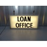 LOAN OFFICE - (37" x 18" x 7") pawn shop electric light up (working not PAT tested) double sided