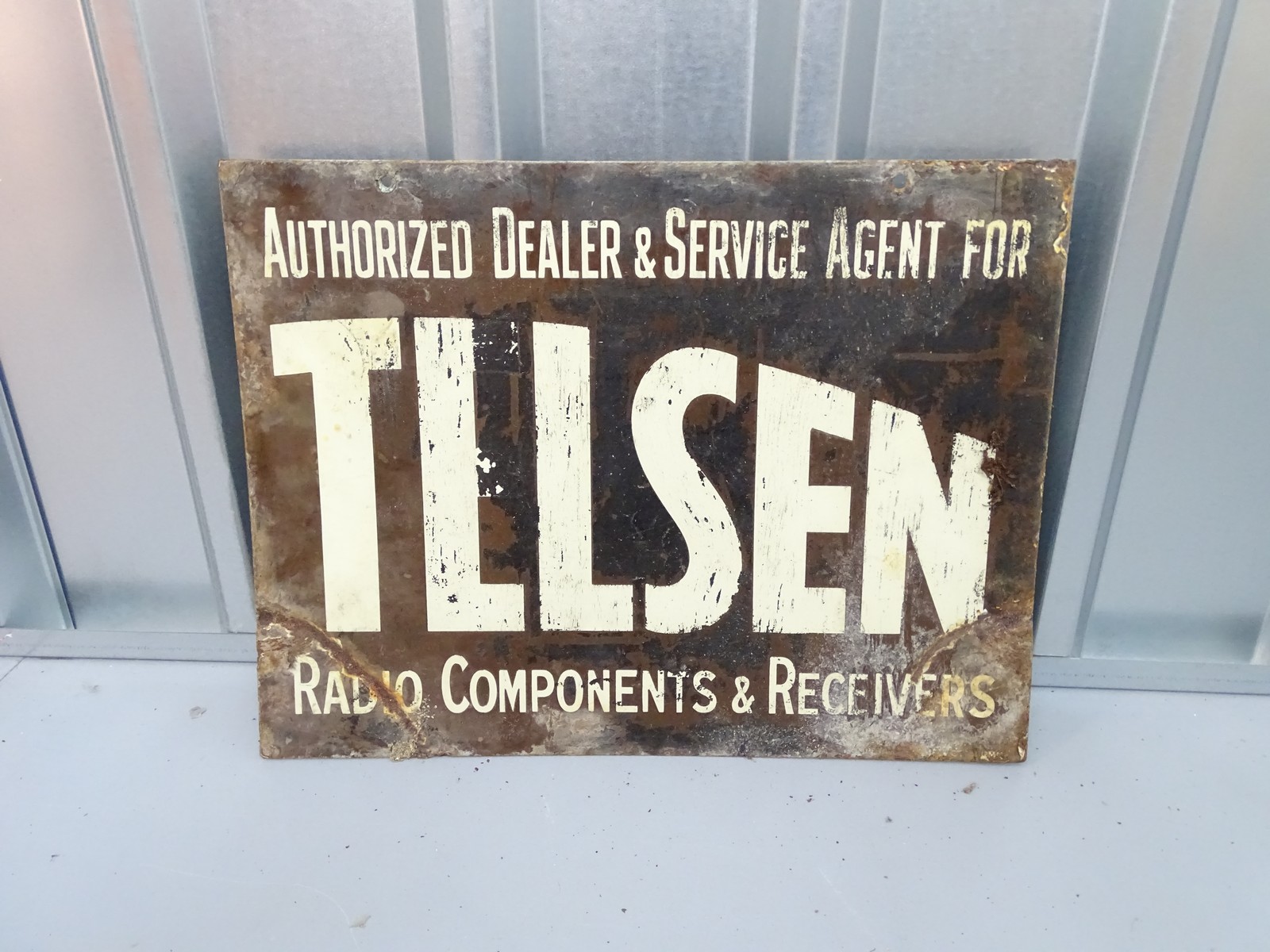 TELSEN (20" x 15")radio components enamel double sided advertising sign - Image 2 of 2