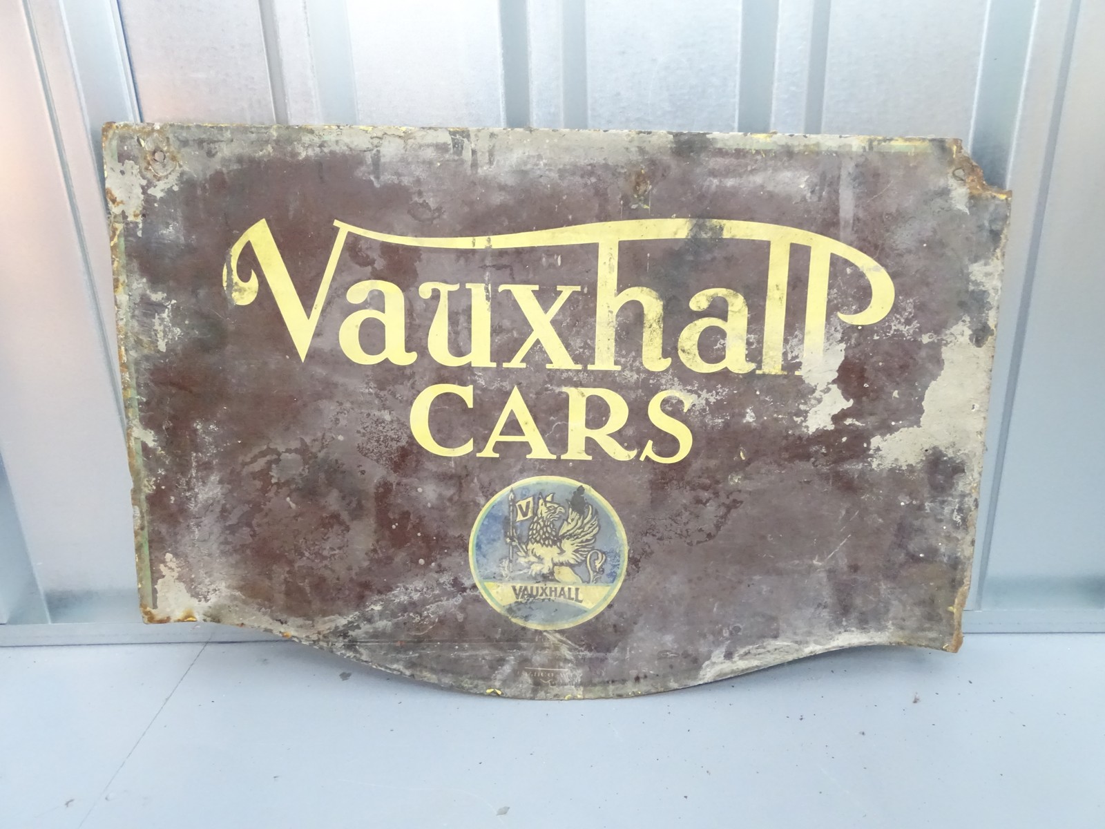 VAUXHALL CARS (30" x 20" at widest point) - enamel double sided advertising sign - Image 2 of 2