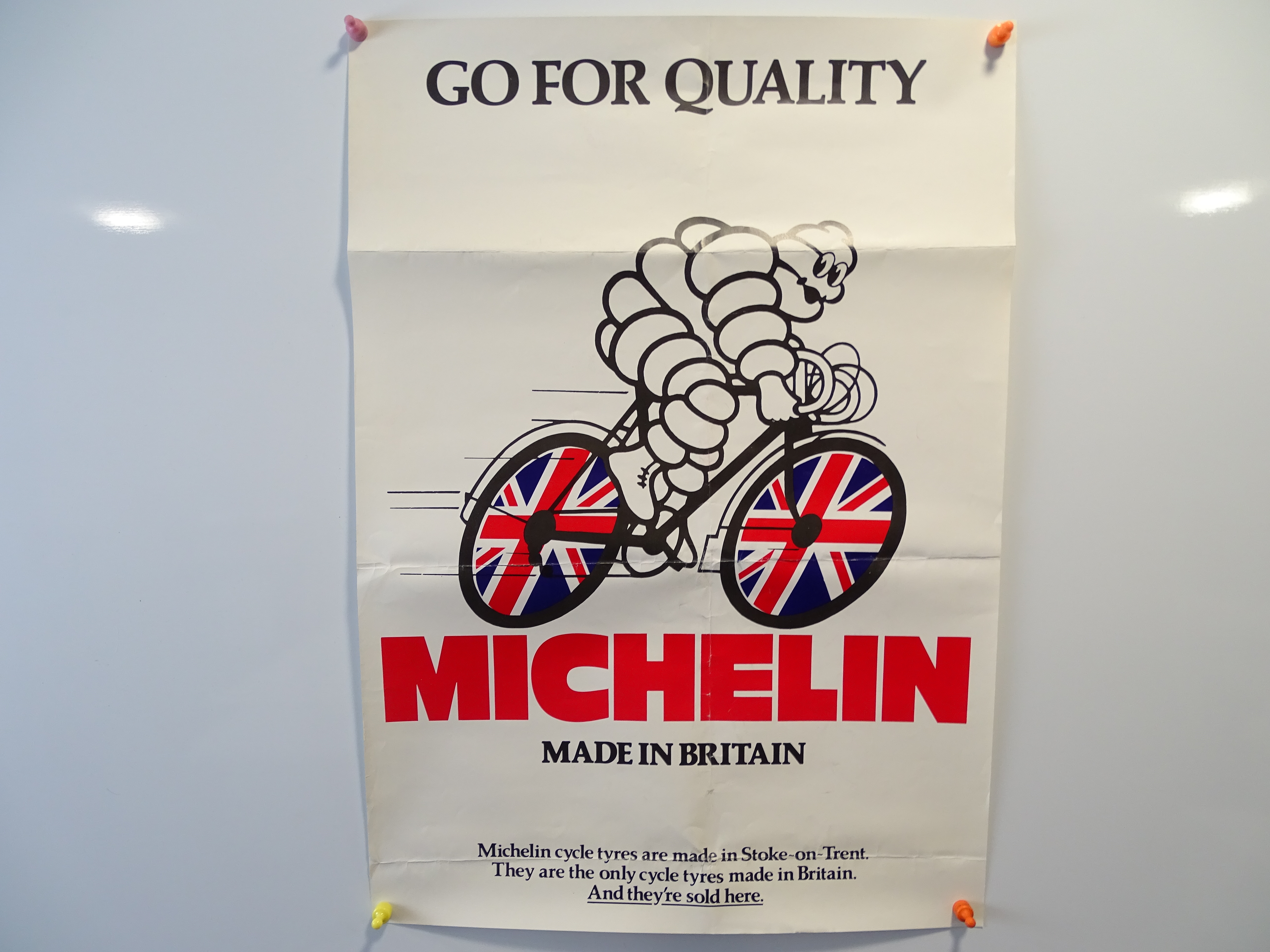 MICHELIN (42 x 59.5) cycle tyres advertising poster - previously folded, now rolled