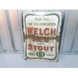 WELCH ALE and STOUT (19" x 26") - enamel single sided advertising sign