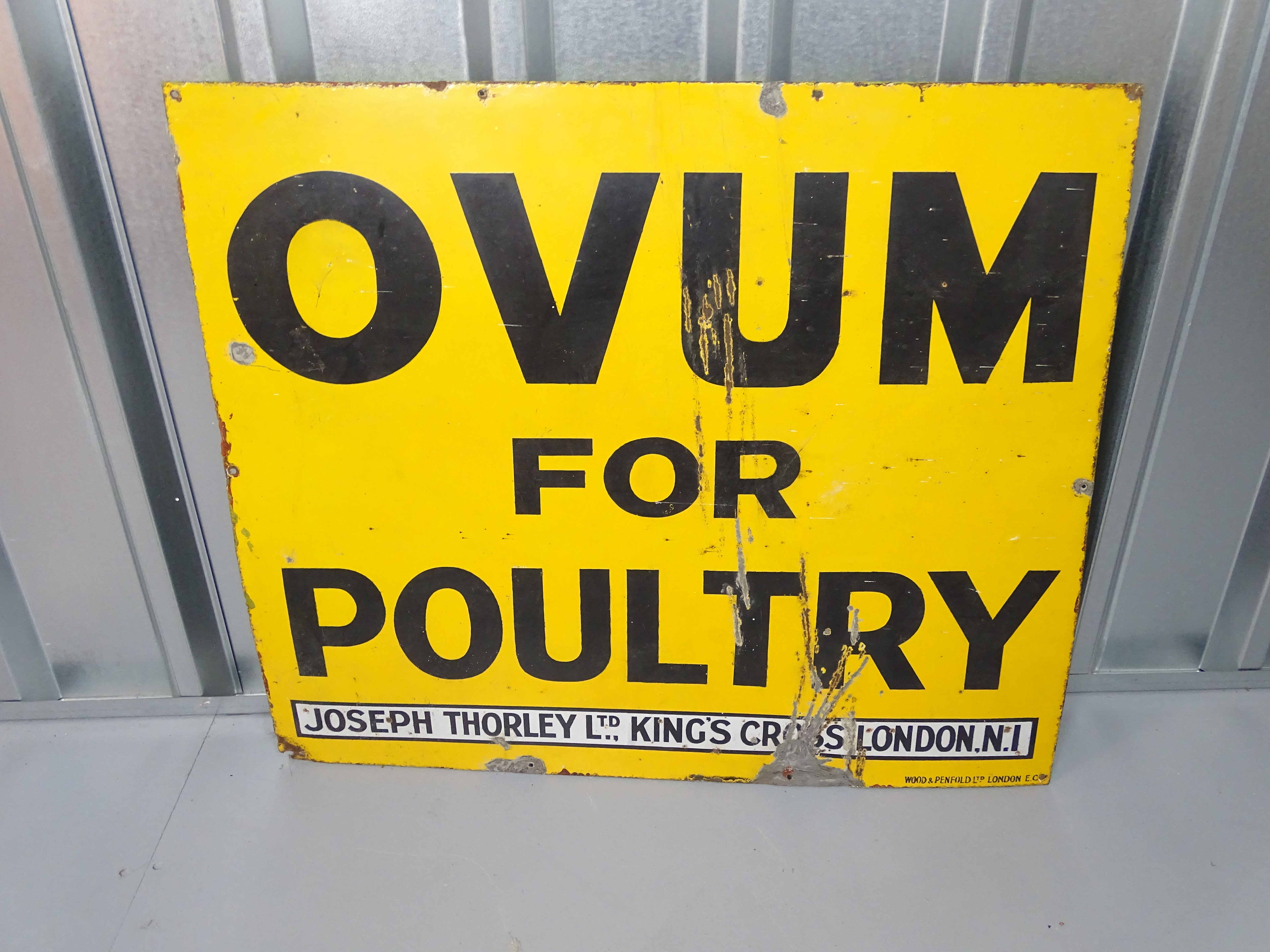 JOSEPH THORLEY LTD 'Ovum for Poultry' (32" x 27") enamel single sided advertising sign