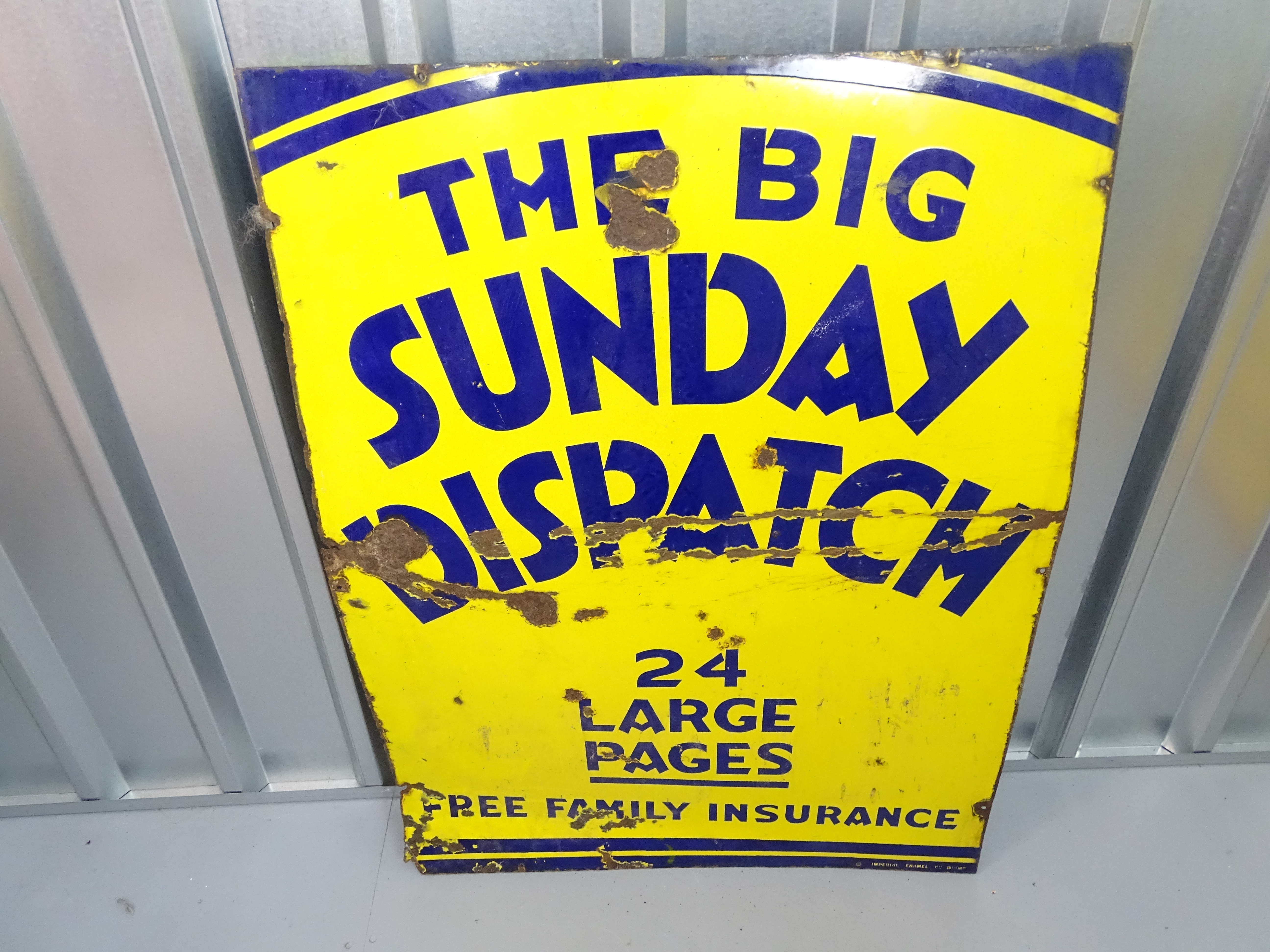 SUNDAY DISPATCH (30" x 40")- enamel single sided advertising sign