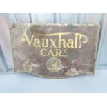 VAUXHALL CARS (30" x 20" at widest point) - enamel double sided advertising sign