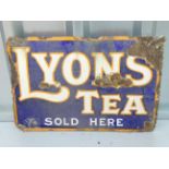 LYONS' TEA (18" x 12") - enamel double sided advertising sign