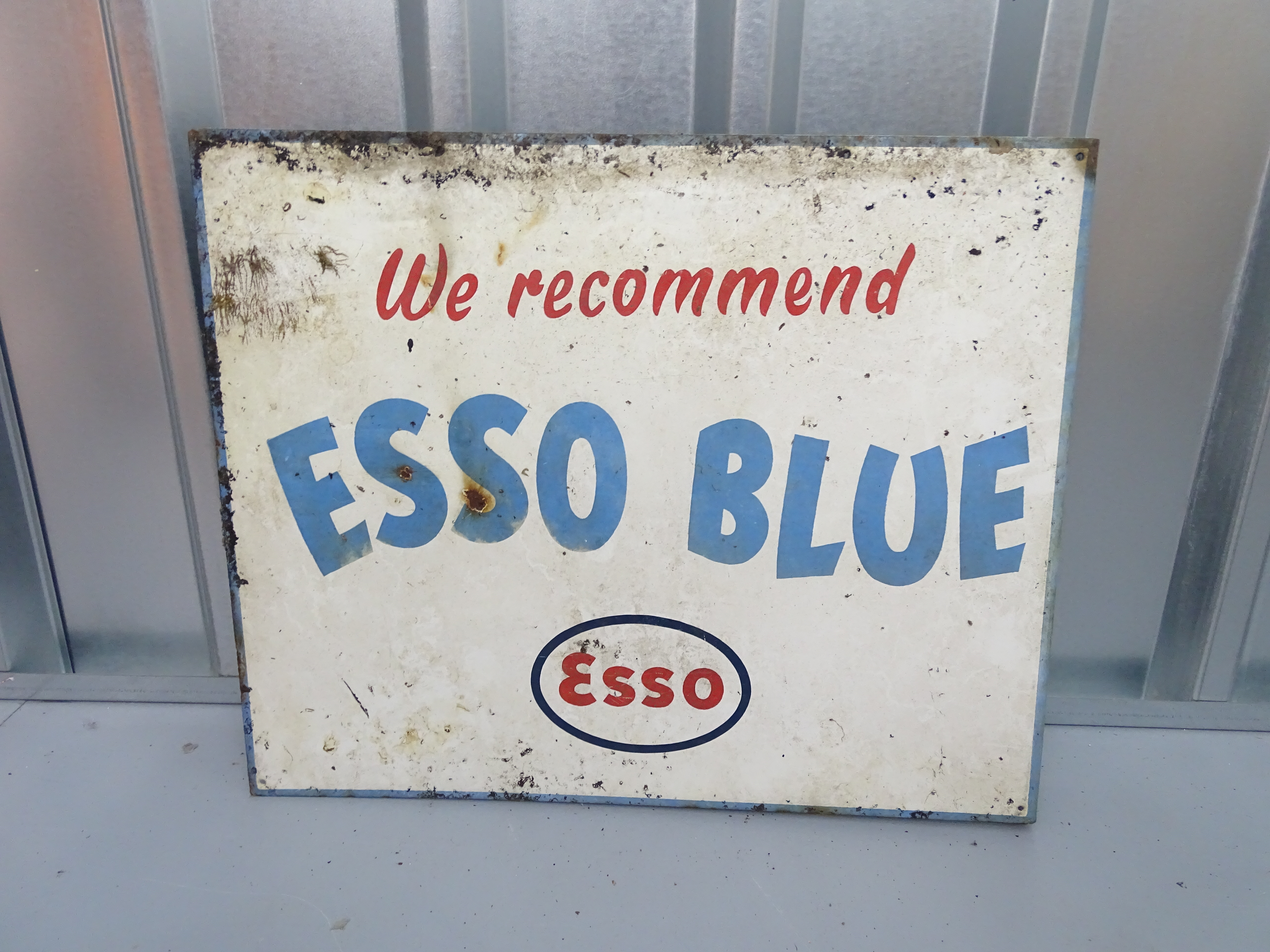 ESSO BLUE (22" x 18") flanged two-sided enamel advertising sign