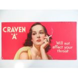 CRAVEN 'A' Virginia Cigarettes (55.5cm x 28cm) - 'Will not affect your throat' card single sided