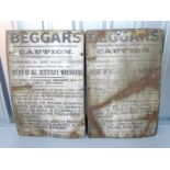 Pair of Berkshire Joint Vagrancy Committee enamel single sided public notices 'Beggars -
