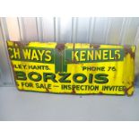 BORZOIS - DOG KENNELS (59" x 25") - half enamel single sided advertising sign