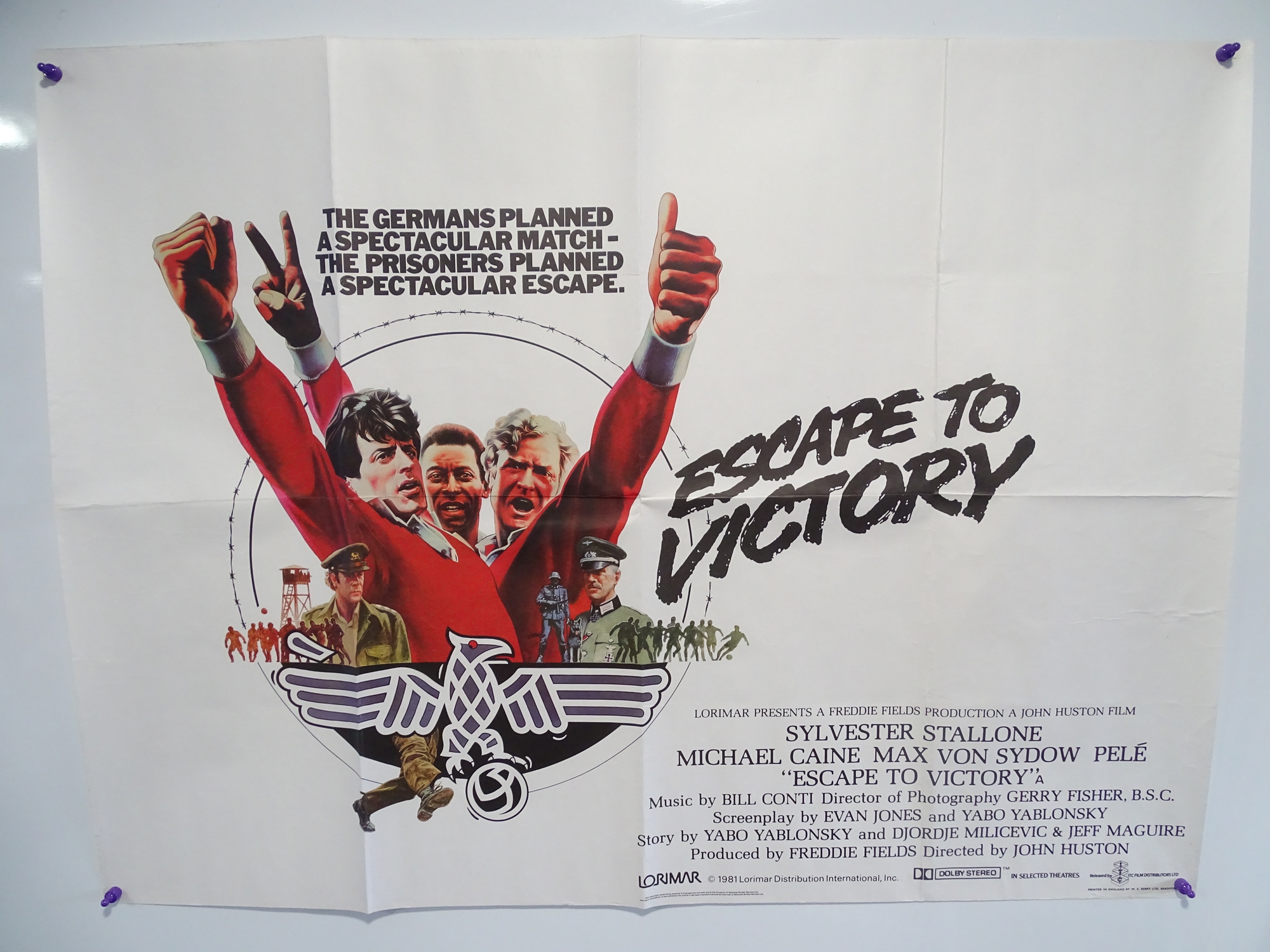 ESCAPE TO VICTORY (1980) - British UK Quad - Jarvis artwork featuring Michael Caine, Sylvester