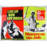 A group of folded UK Quad Film posters comprising: LINE UP AND LAY DOWN / NURSES ON THE JOB (