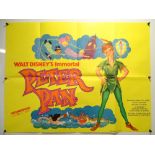A pair of UK Quad WALT DISNEY film posters: PETER PAN (1977) and PINOCCHIO (1980s) both folded as