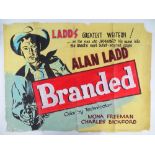 BRANDED (1950) - A home made hand-painted 30" x 40" poster of cowboy ALAN LADD with his gun drawn