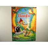 WALT DISNEY: BAMBI video poster signed by DONNIE DUNAGAN (the voice of young Bambi in 1942)