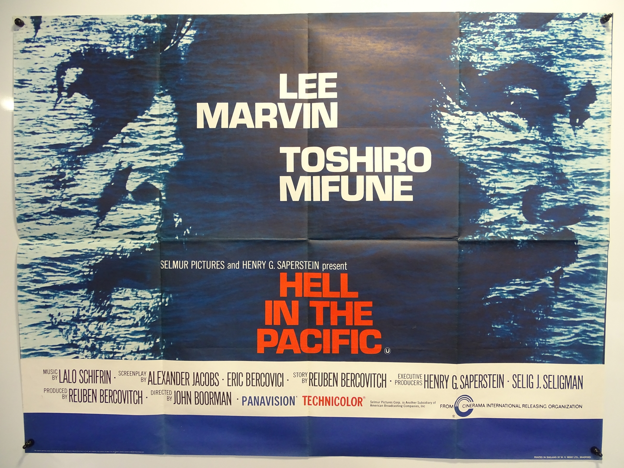 A group of three UK Quad war themed film posters comprising: HELL IN THE PACIFIC (1965), THE LINE ( - Image 2 of 4