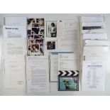 A quantity of memorabilia and paperwork including scripts for various made and unmade films