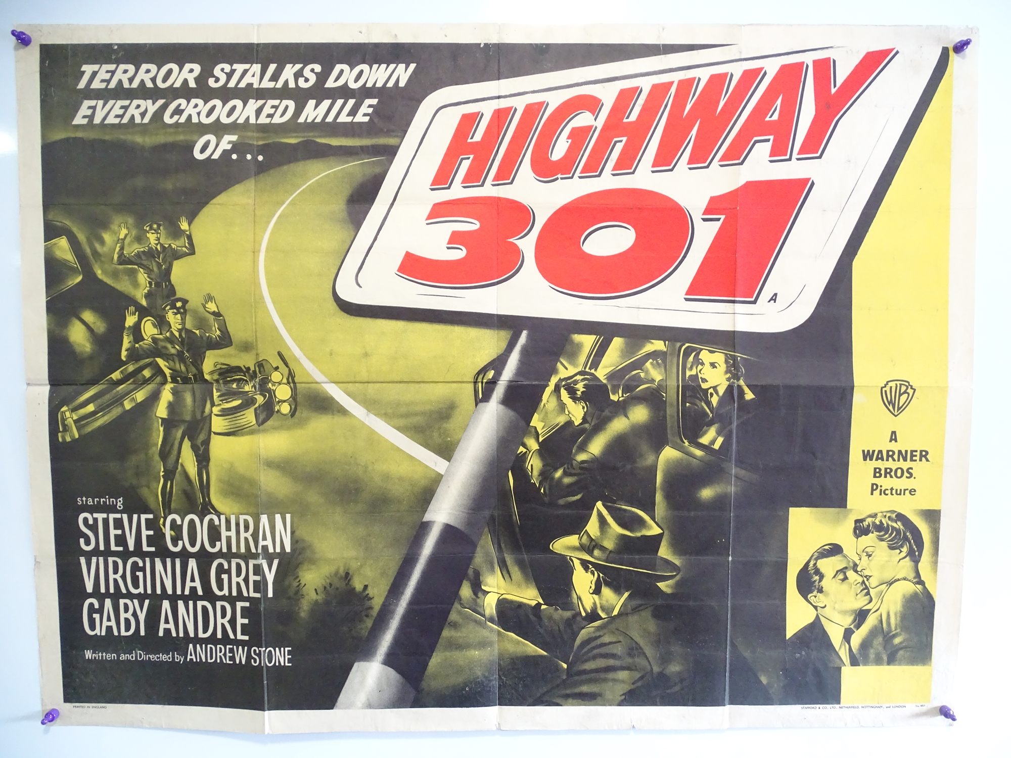 A group of 3 UK Quad film posters comprising: THE BARON OF ARIZONA, HIGHWAY 301 and FBI STORY - (30" - Image 2 of 3